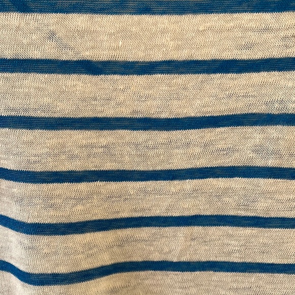 MICHAEL STARS V Neck Slub Knit Stripe Short Sleeve Lightweight Pullover. - Picture 4 of 5